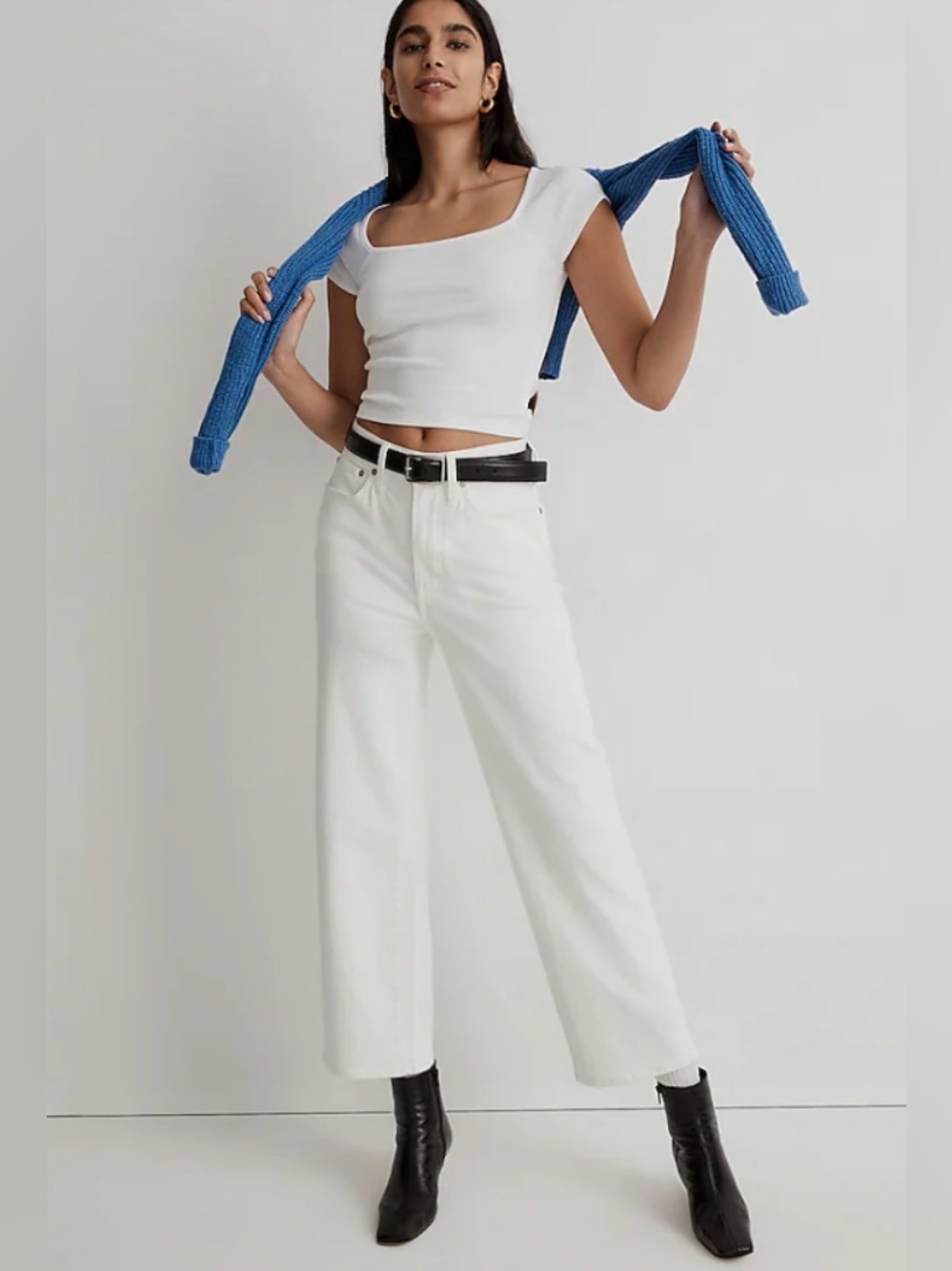 NWT Madewell White Perfect Vintage Wide-Leg Crop Jeans Women’s Size 25